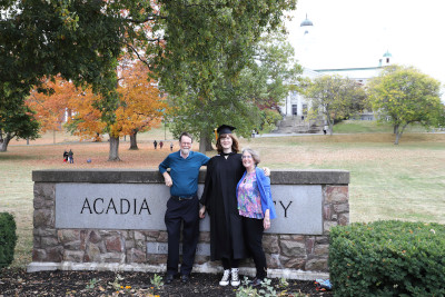 Dave, Julia and Ann on the front lawn at Acadia